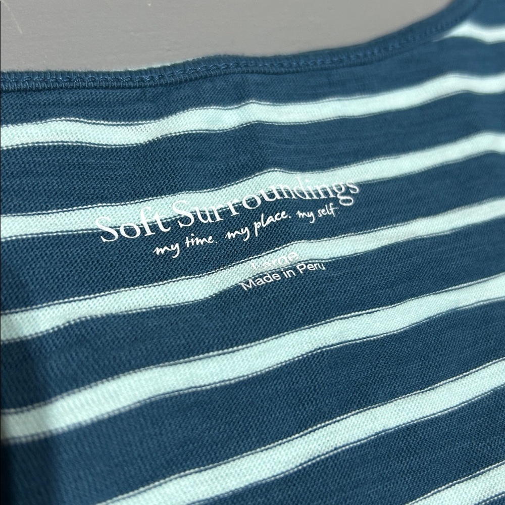 Soft Surroundings Blue Striped Essential Premium Shirt (Women’s Large) - Picture 6 of 7